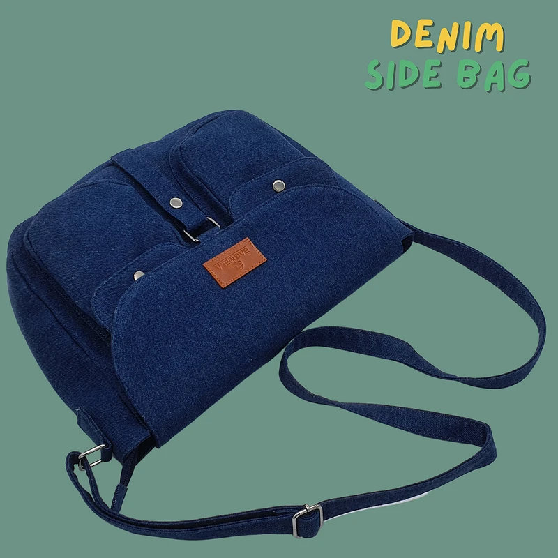 Rh-04 Sky Blue Denim Ladies Side bag - Image 4