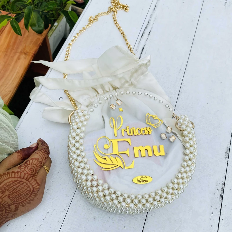 Crystal pearl customizable Hand made  trendy ladies   Party bag
