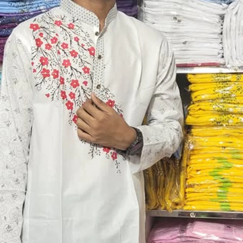 সাদা প্রিন্ট পাঞ্জাবি