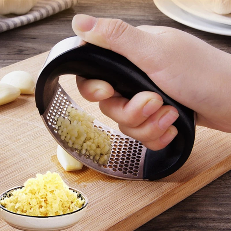 Stainless Steel Arc-Shaped Garlic Press