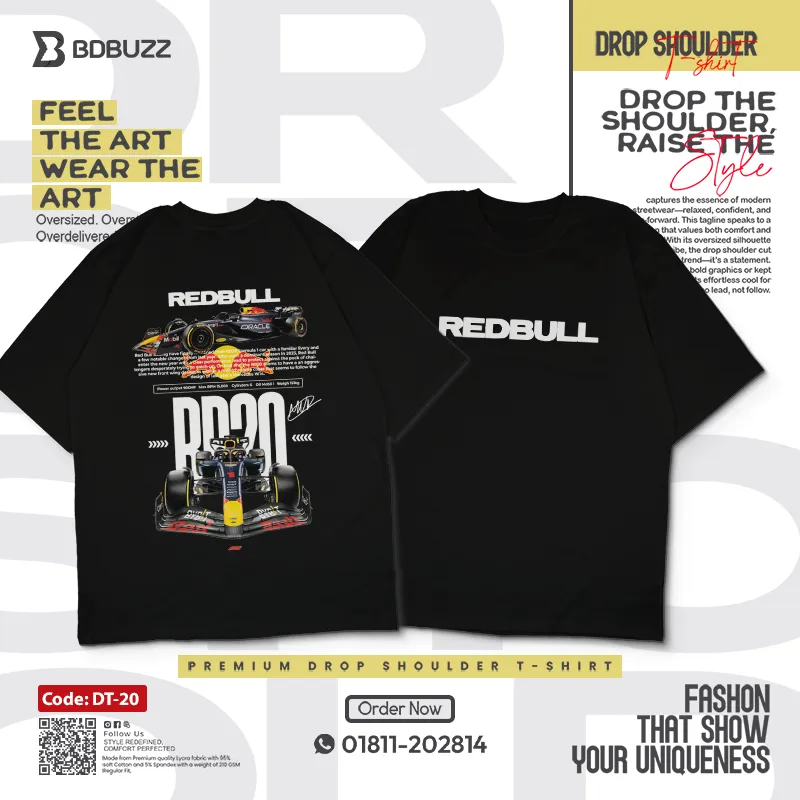 REDBULL Drop Shoulder T-shirt -Black