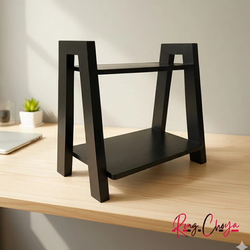 মেহগনি কাঠের কিচেন সেলফ | কালো কালার