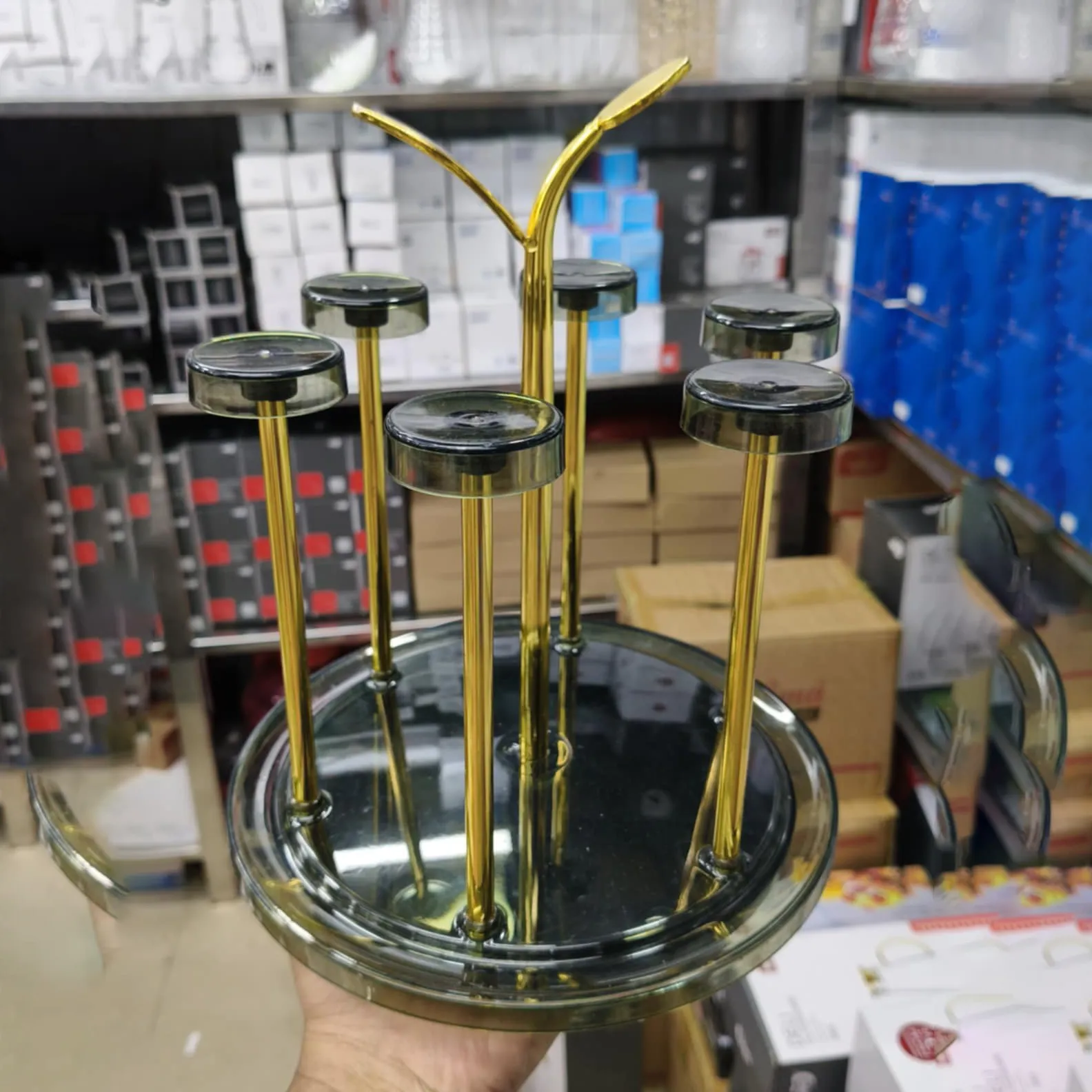 6pcs Revolving Metal Glass Stand