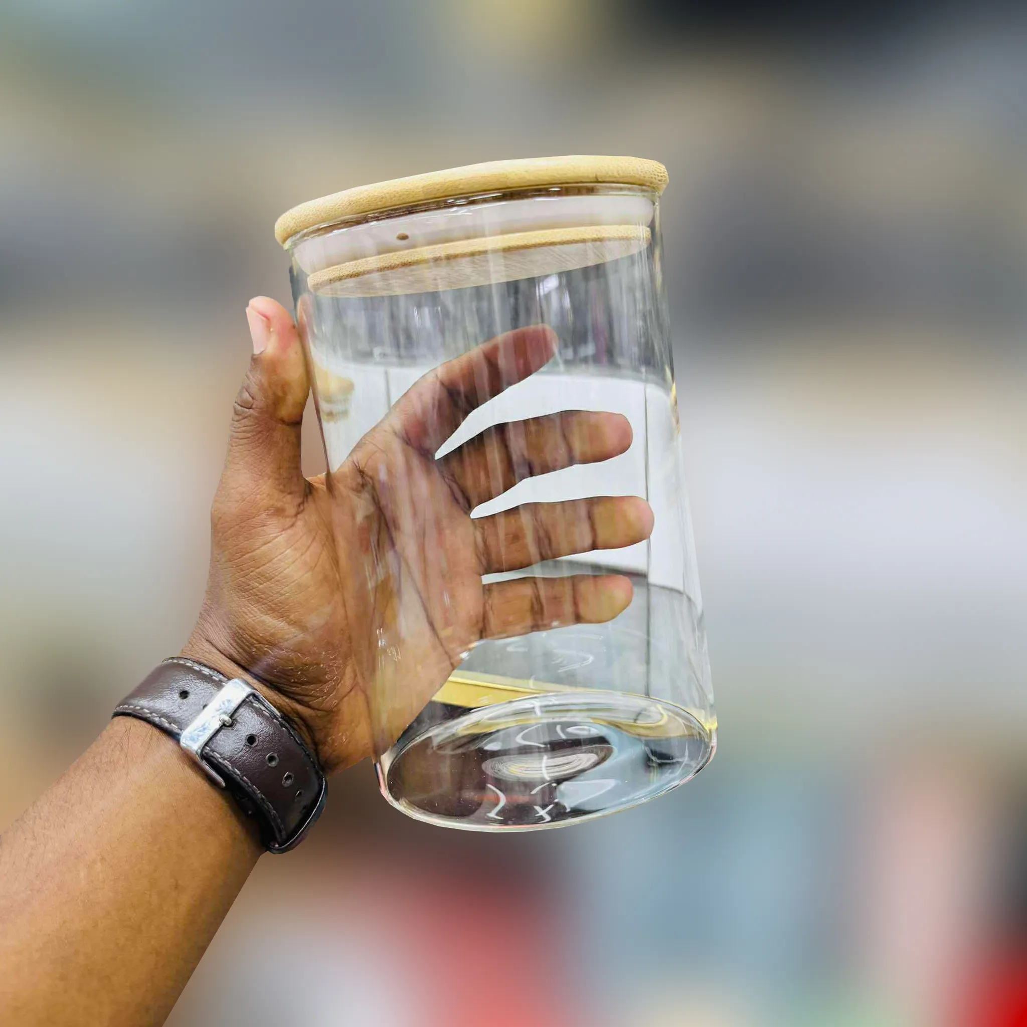Round Design Single Storage Borosilicate Glass Jar - Image 3
