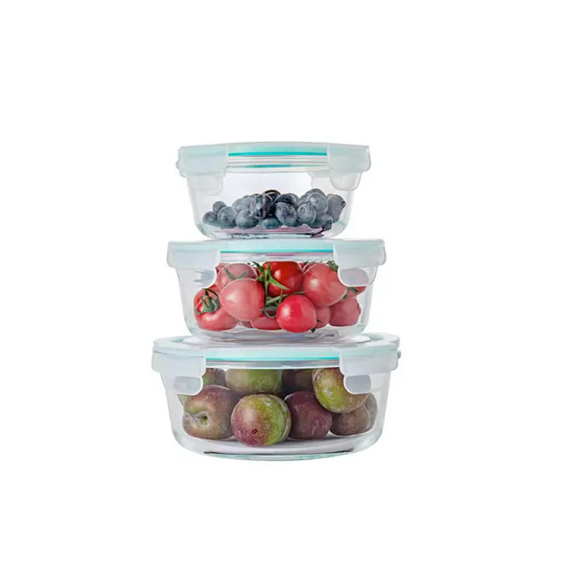 3pc Transparent Round Design Glass Container - Image 3
