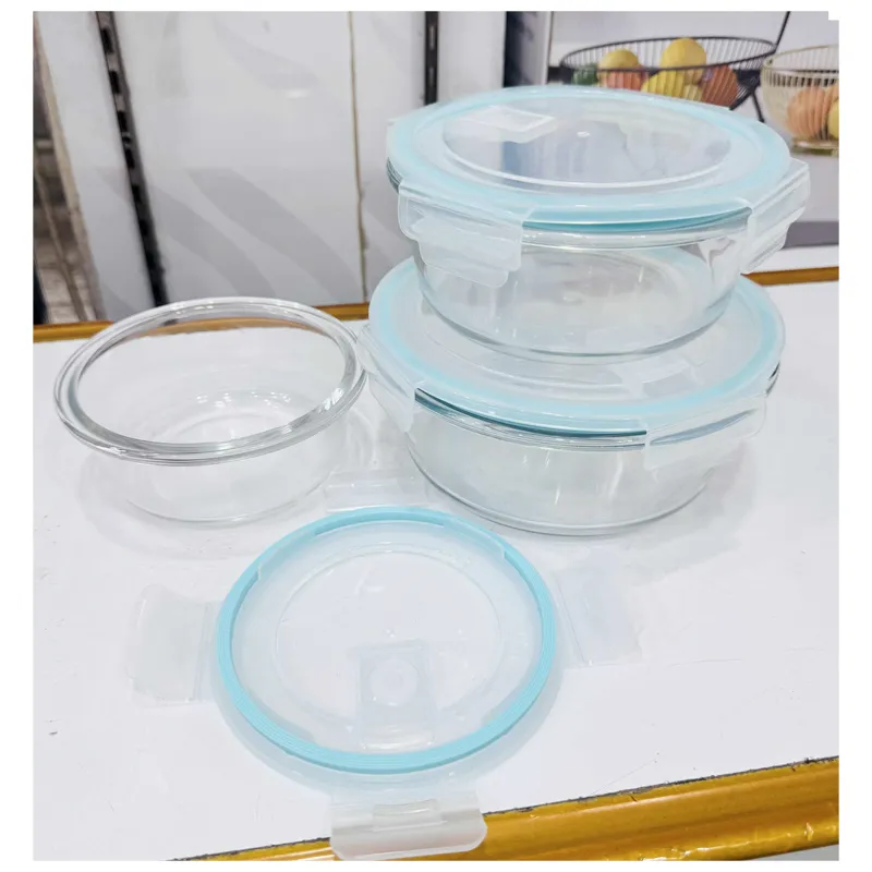 3pc Transparent Round Design Glass Container - Image 6