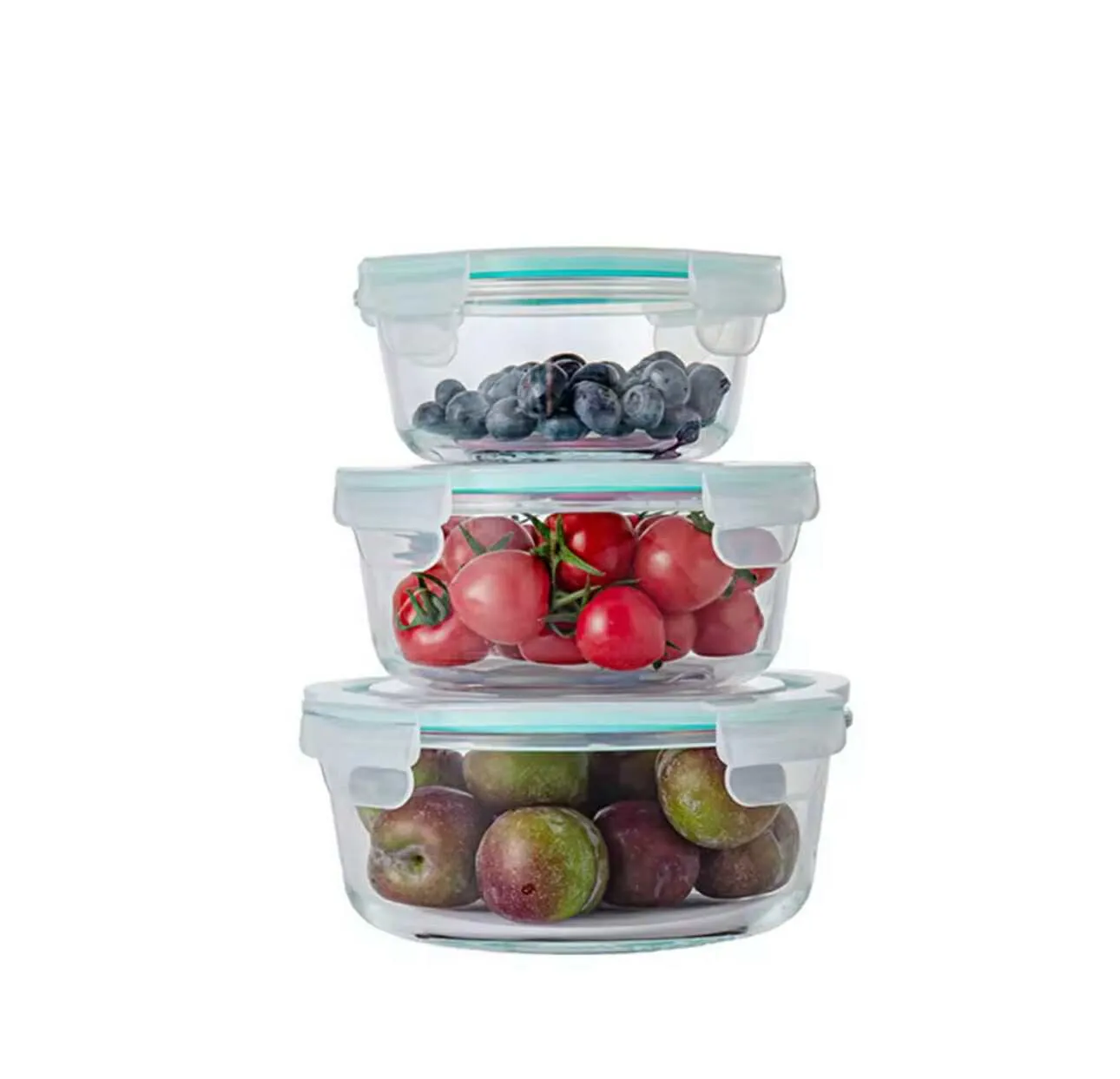 3pc Transparent Round Design Glass Container - Image 7