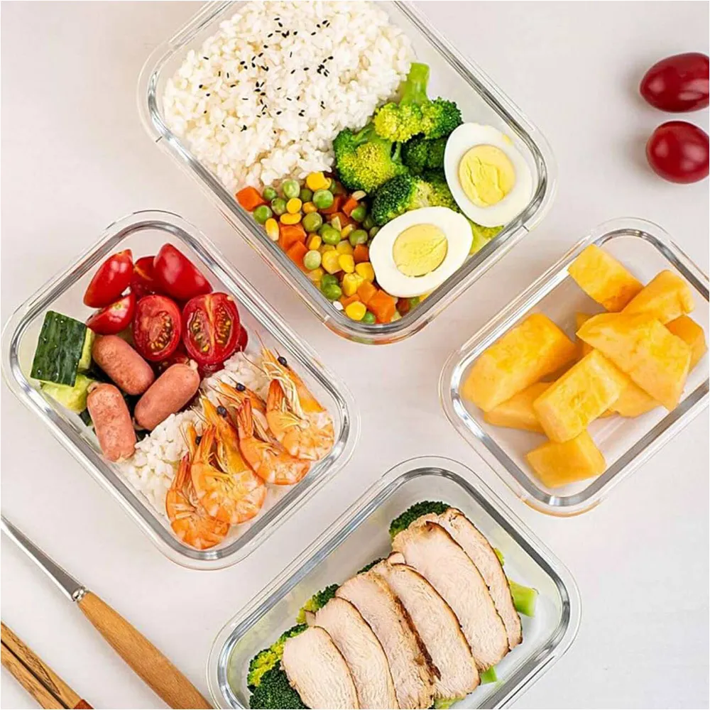 3pc Airtight Glass  Food Container set with Pink Color Lid