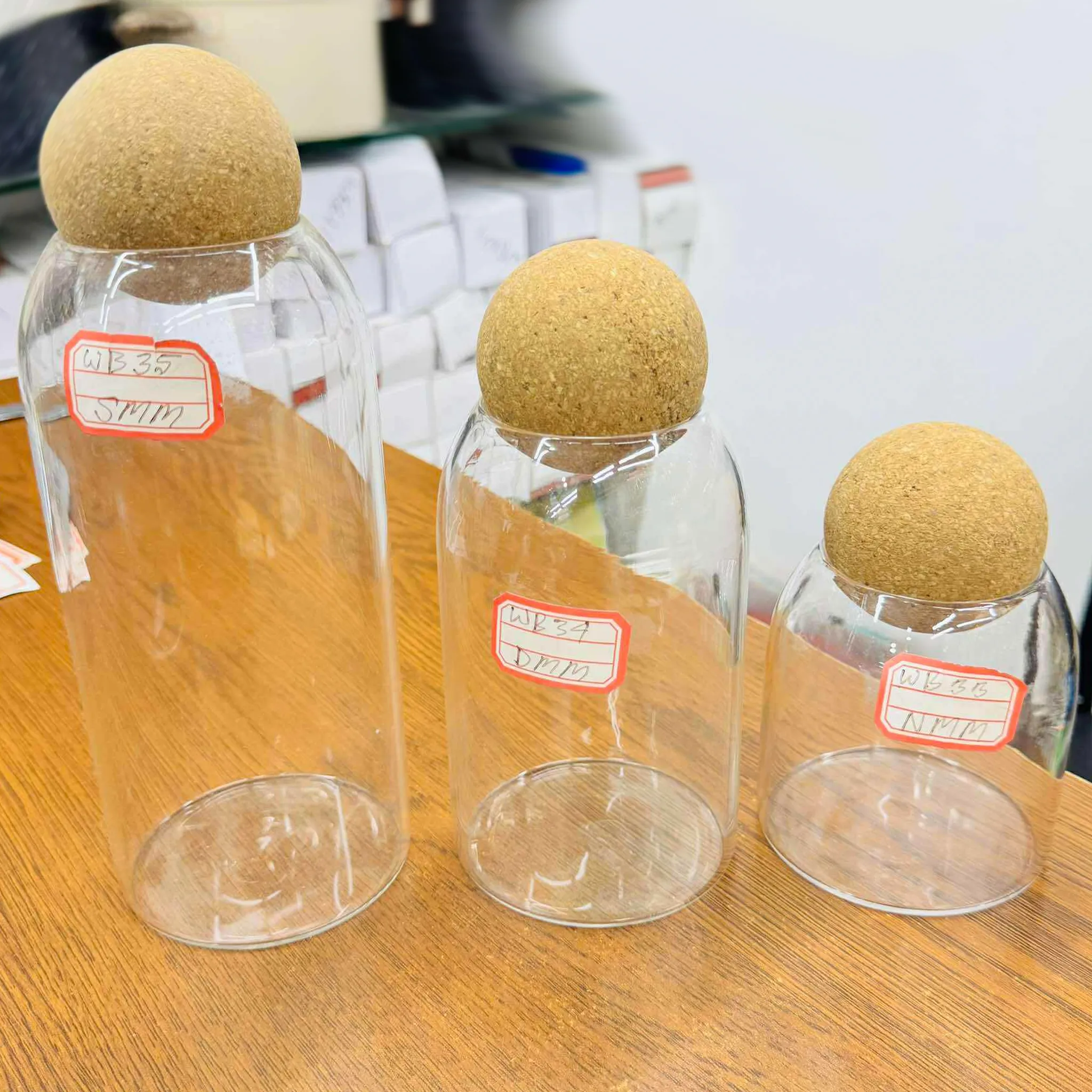 Single Glass Storage Jars with Cork Ball Lid - Image 3