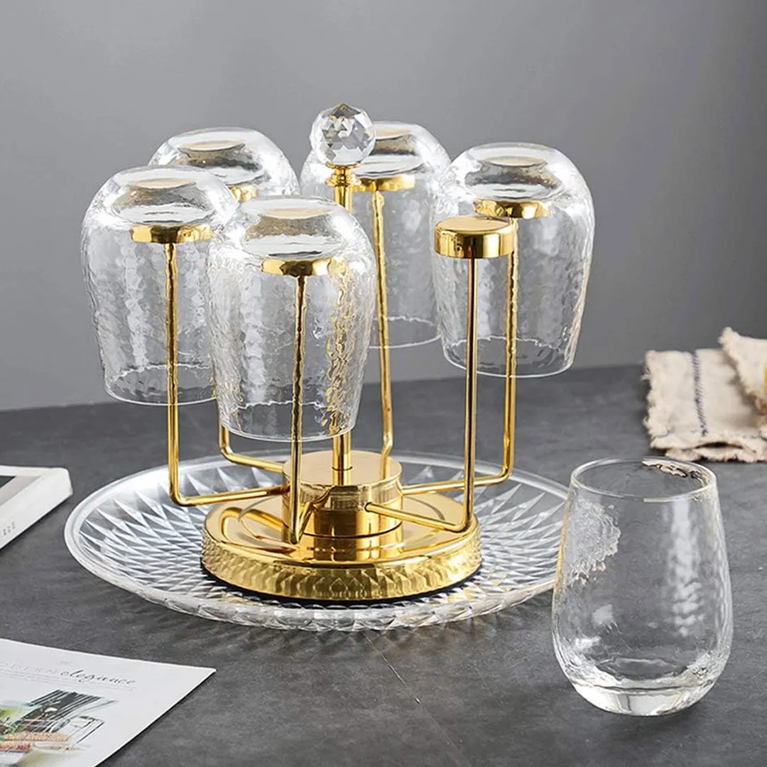 6 Cup Drying Rack Drinking Glass Drainer Stand