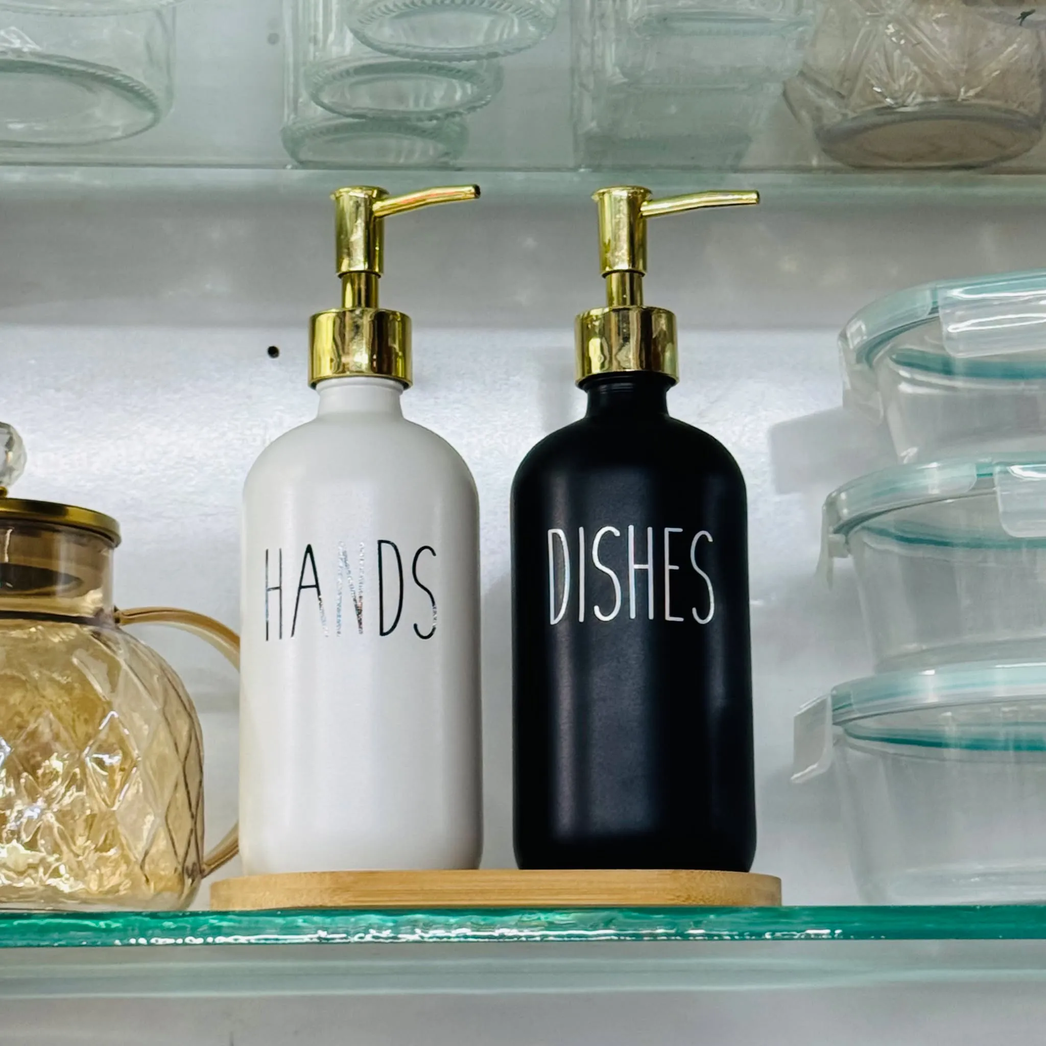 2pcs Bamboo Soap Dispenser with Try - Image 3