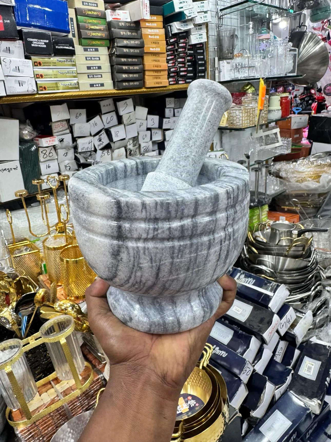 Natural Stone Hamandista Mortar and Pestle - Image 4