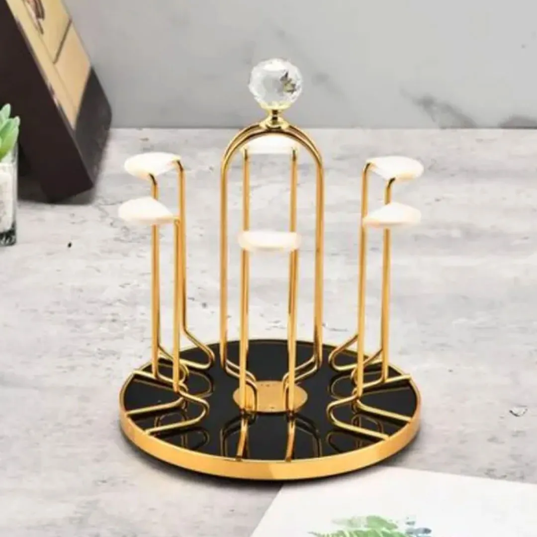 6 Hook Revolving Metal Glass Stand