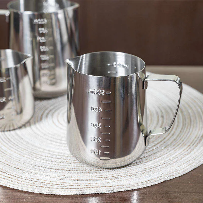 Stainless Steel Coffee Milk Frothing Pitcher – Measuring Cup Compatible with Handheld Milk Foam Machines (350ml / 600ml / 1000ml) - Image 3