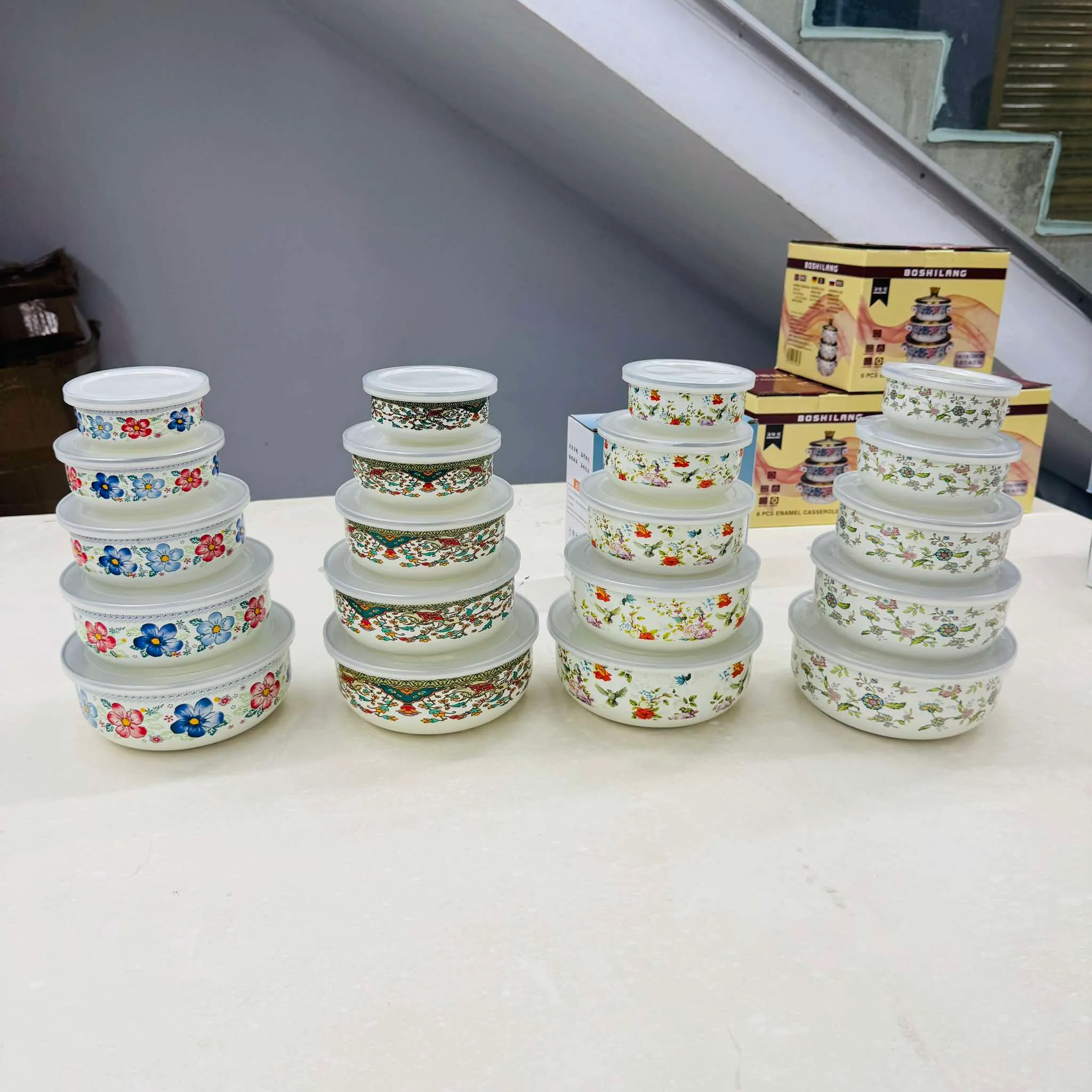5pc Enamel Steel Bowl set 10/12/14/16/18cm
