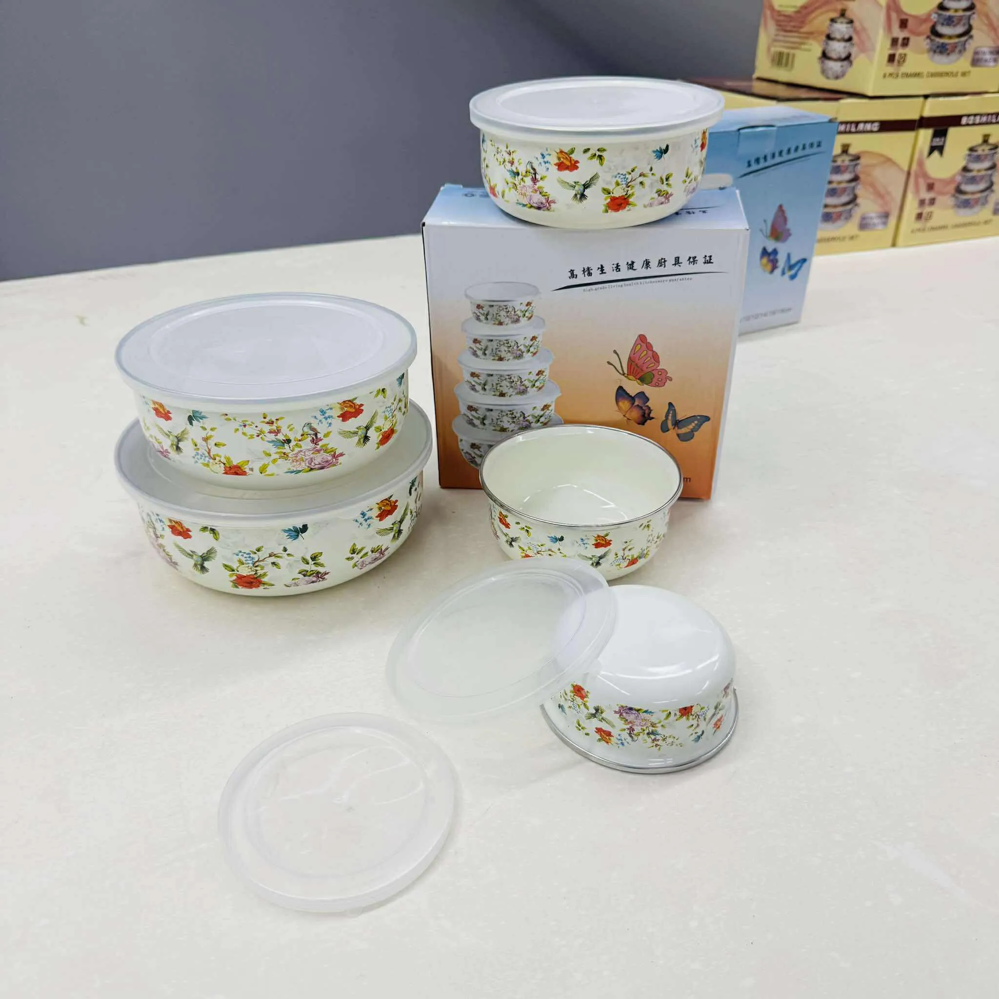 5pc Enamel Steel Bowl set 10/12/14/16/18cm