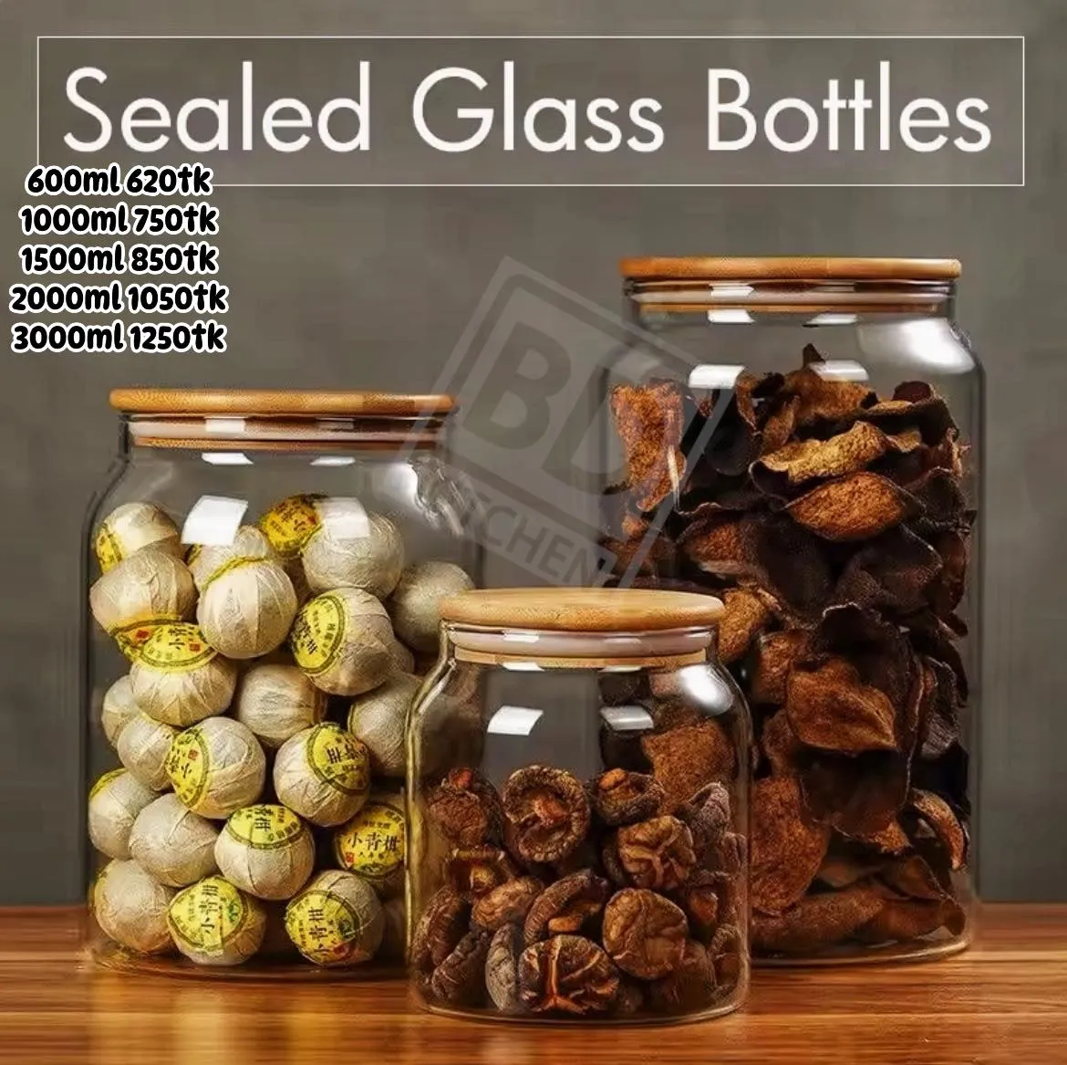 Round Big Size  Glass Jar with Wooden Lid - Image 5