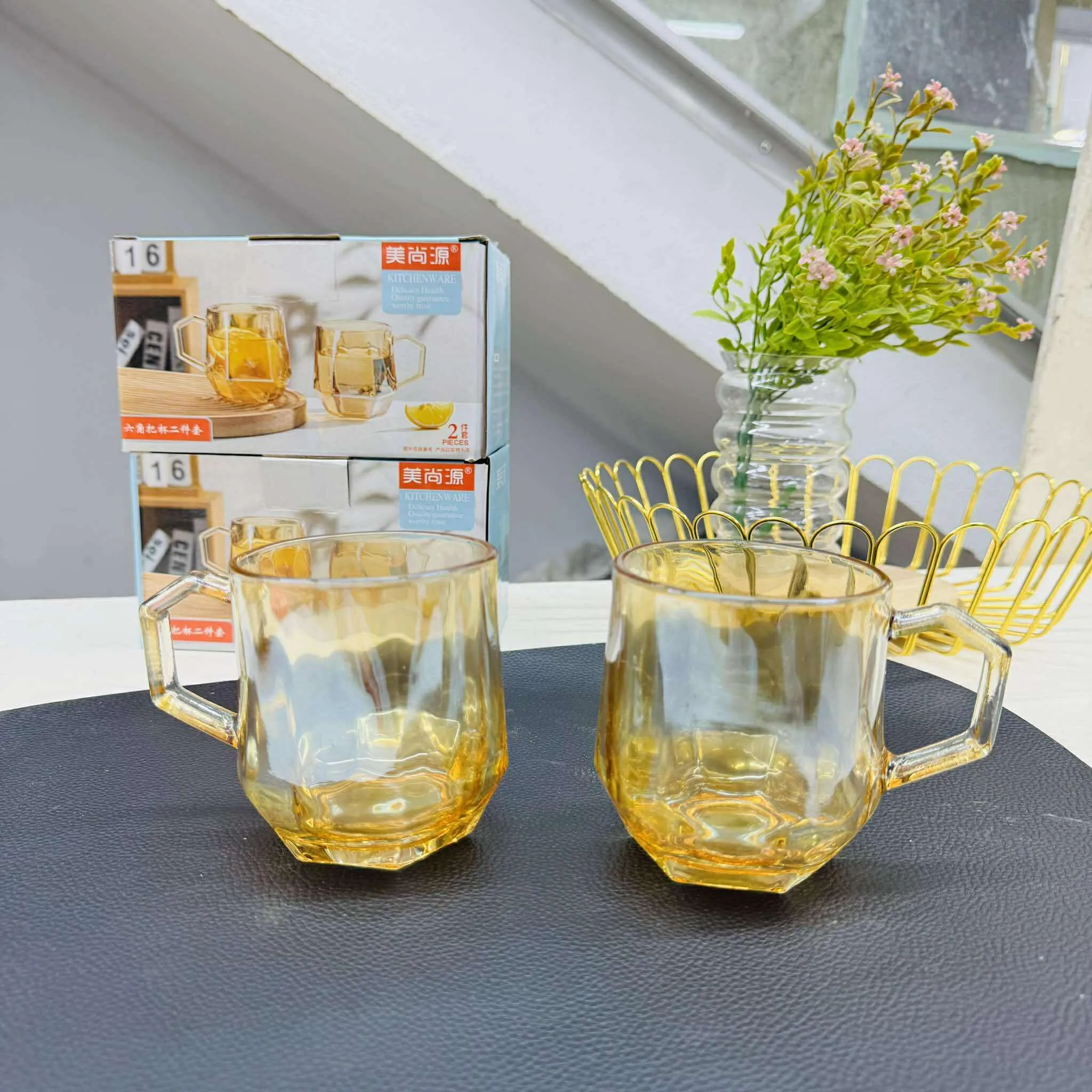 2pc 300ML Glass Mug set