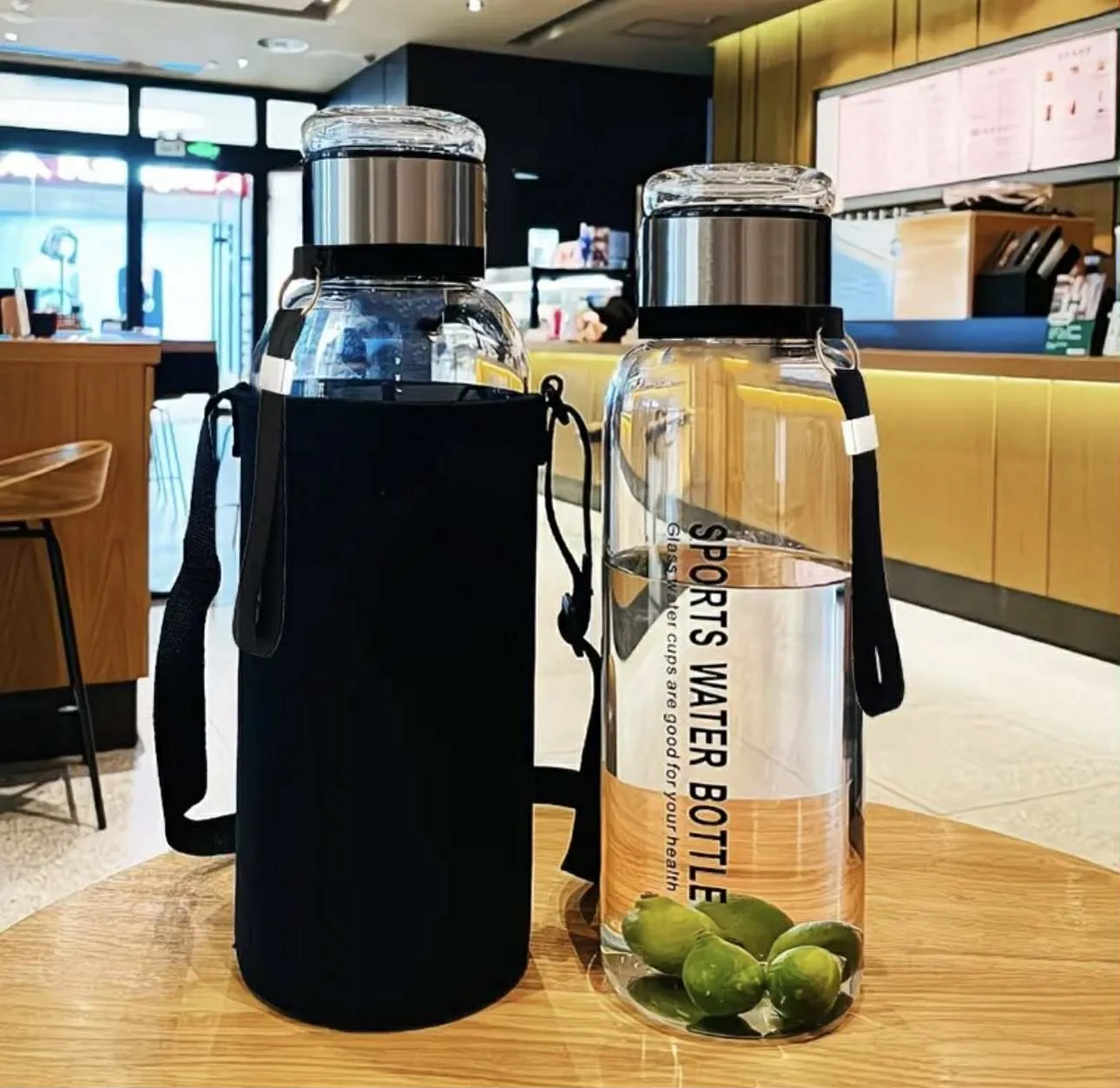 1500ML/2000ML Large Capacity High Borosilicate Glass Water Bottle Transparent