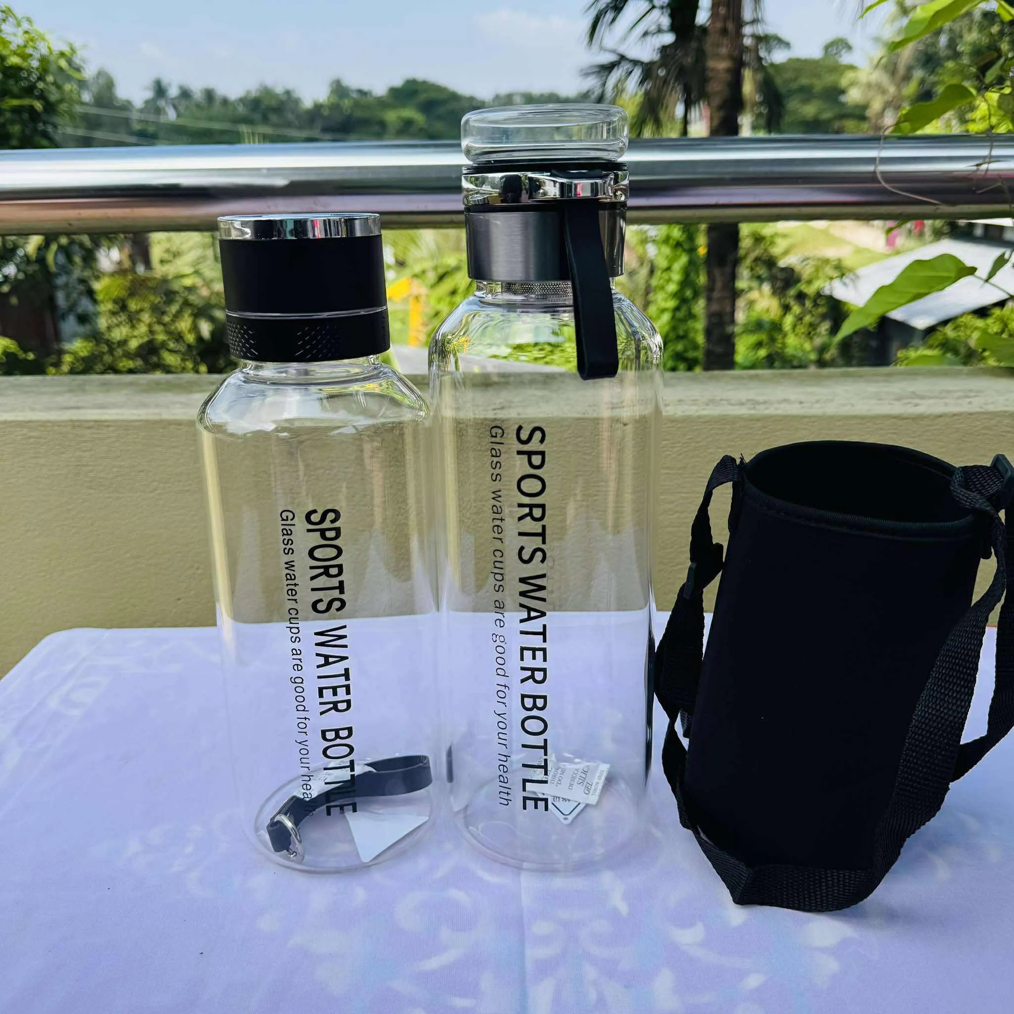 1500ML/2000ML Large Capacity High Borosilicate Glass Water Bottle Transparent - Image 3