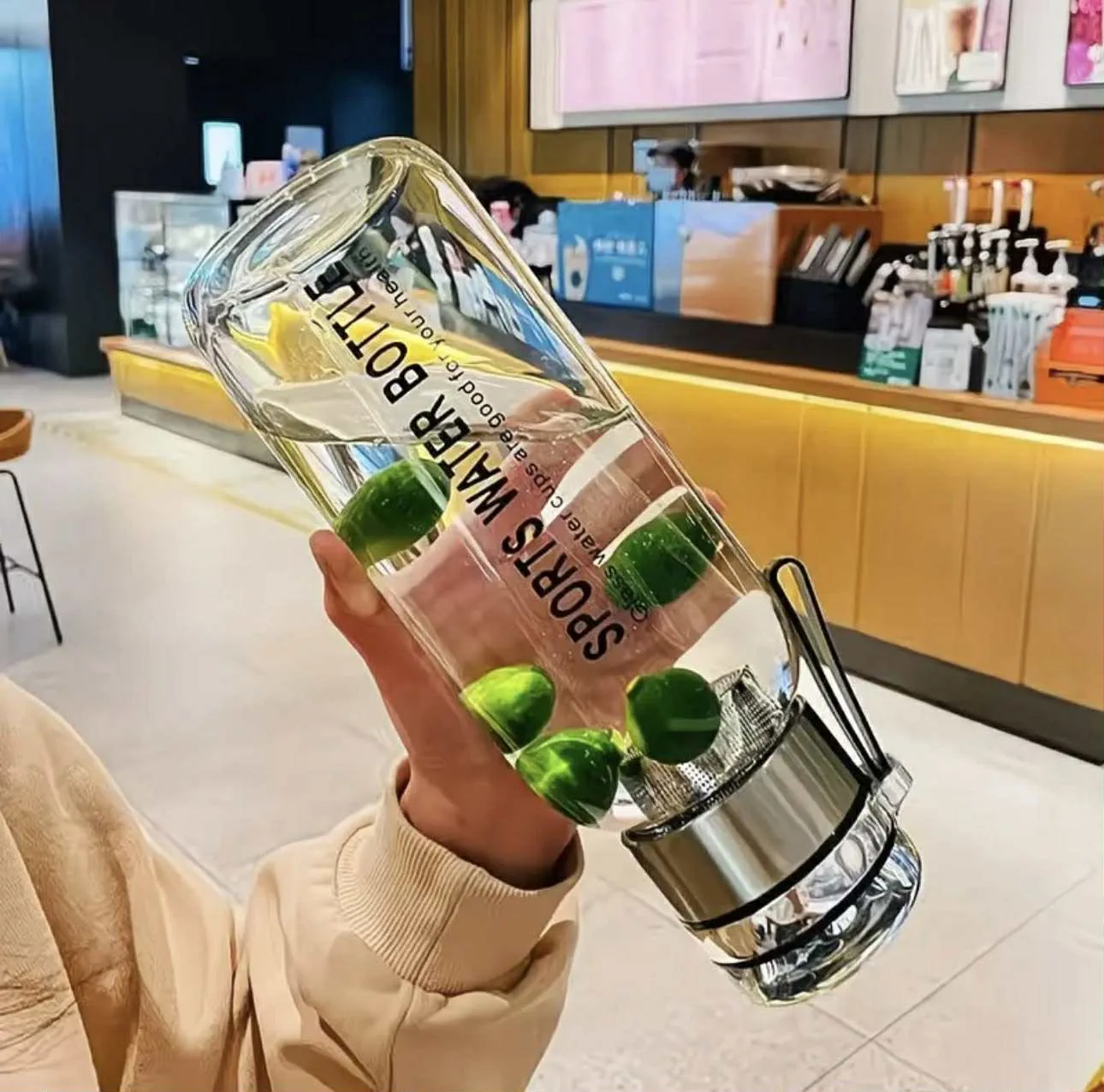 1500ML/2000ML Large Capacity High Borosilicate Glass Water Bottle Transparent - Image 4