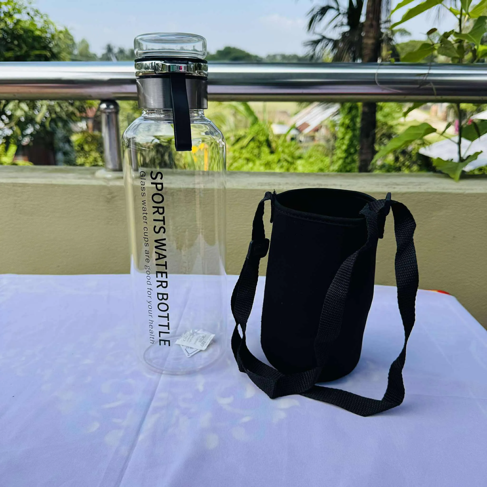 1500ML/2000ML Large Capacity High Borosilicate Glass Water Bottle Transparent - Image 5