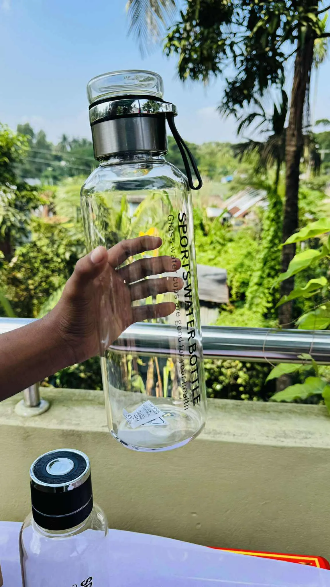 1500ML/2000ML Large Capacity High Borosilicate Glass Water Bottle Transparent - Image 6