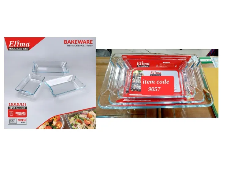 Transparent 3 Pcs Set (1,1.5,2 ltrs) Glass Serving Dish Oven Proof Tempered