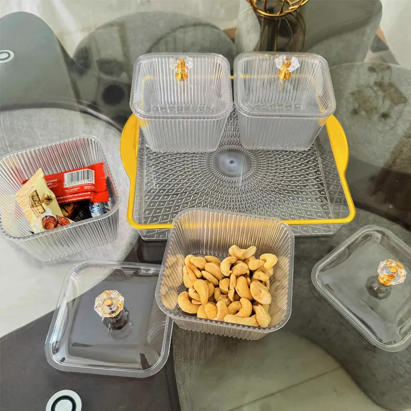 Dry Fruit Tray with Lid Divided Snacks Dish Serving Plate Appetizer Plate with Tray Party Nuts Plate Food Storage Box Containers