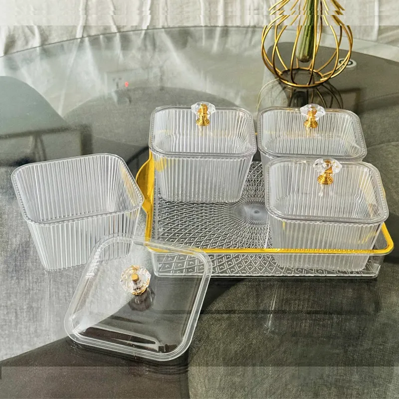Dry Fruit Tray with Lid Divided Snacks Dish Serving Plate Appetizer Plate with Tray Party Nuts Plate Food Storage Box Containers - Image 3