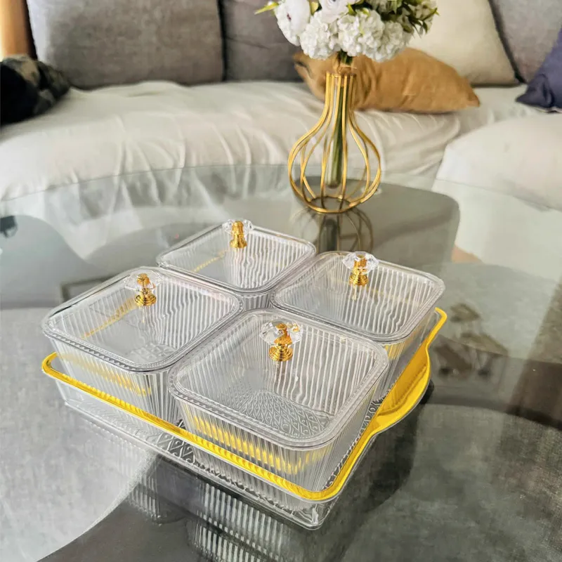 Dry Fruit Tray with Lid Divided Snacks Dish Serving Plate Appetizer Plate with Tray Party Nuts Plate Food Storage Box Containers - Image 4