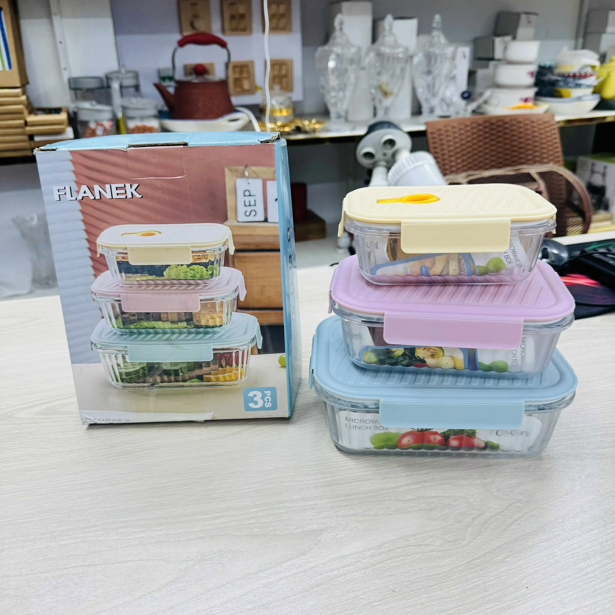 3-Piece Rectangular Fridge Set – Food Storage Glass Containers with Lids Brand: Generic - Image 5