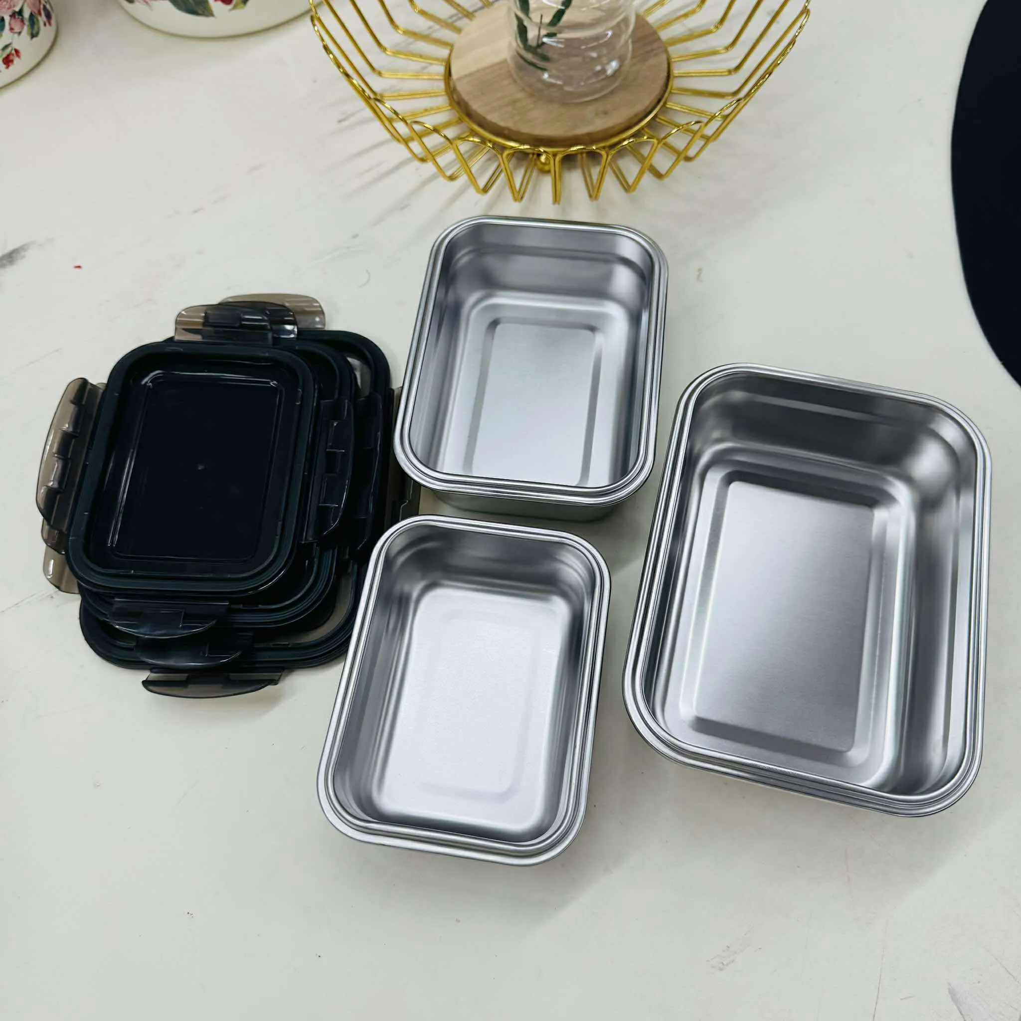 3pc ovenproof container set stainless steel - Image 4