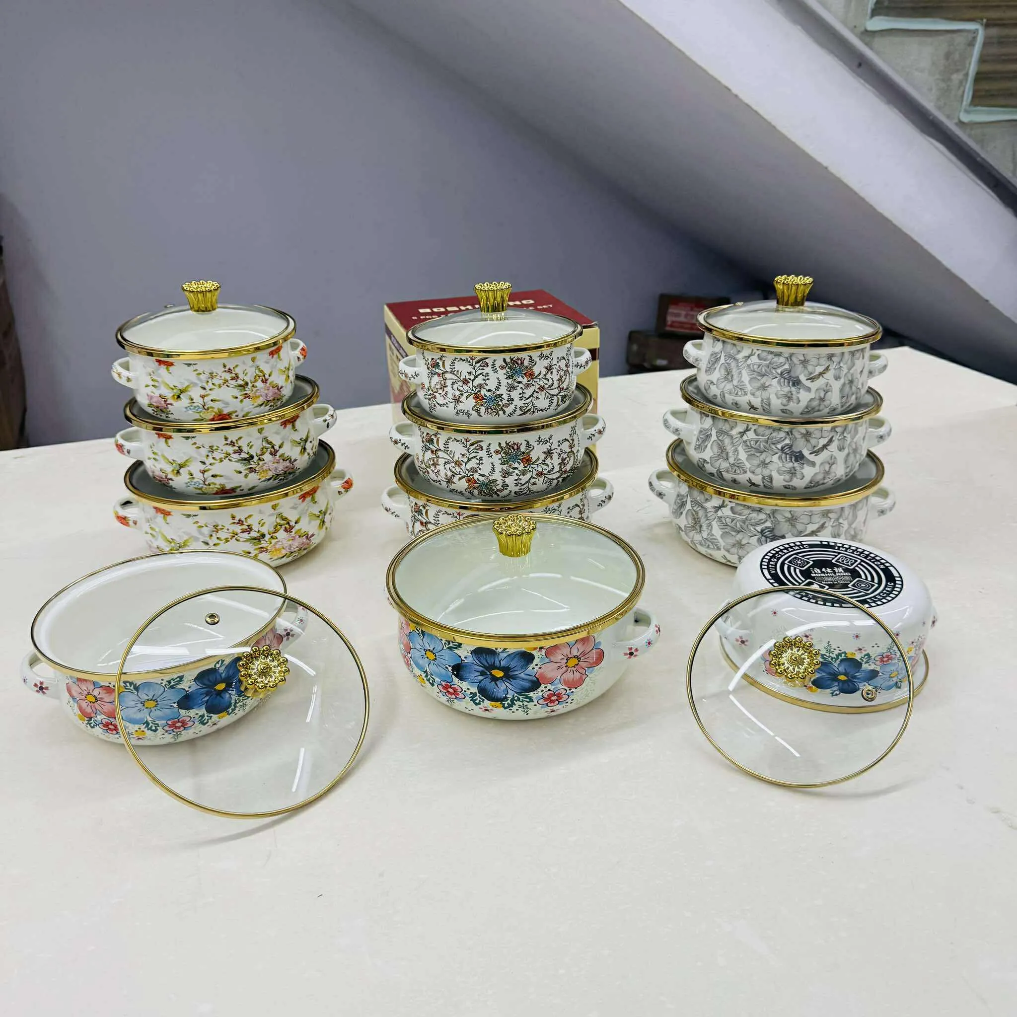 1/1.4/2 Liter size 3pc Enamel Steel Casserole set