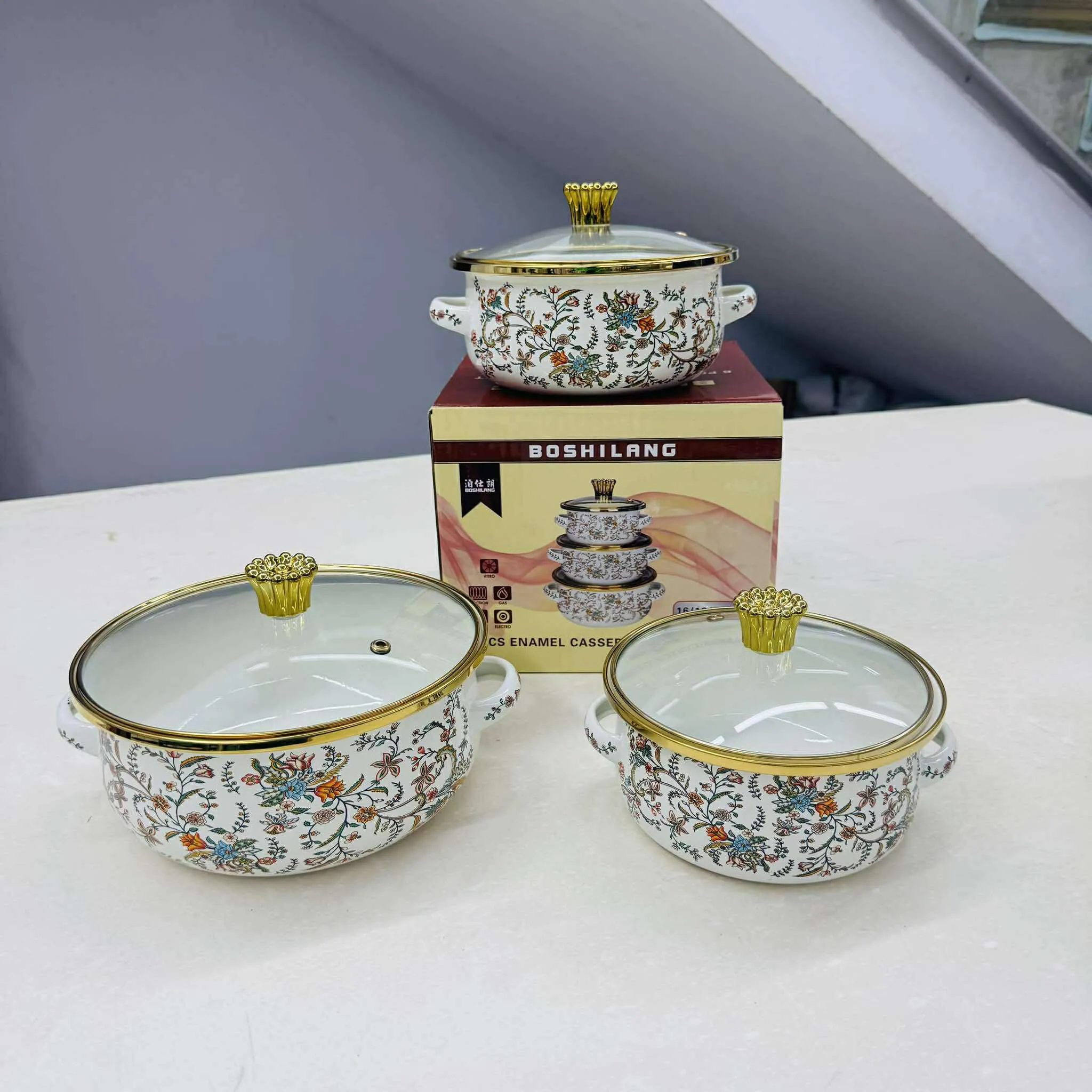 1/1.4/2 Liter size 3pc Enamel Steel Casserole set - Image 3