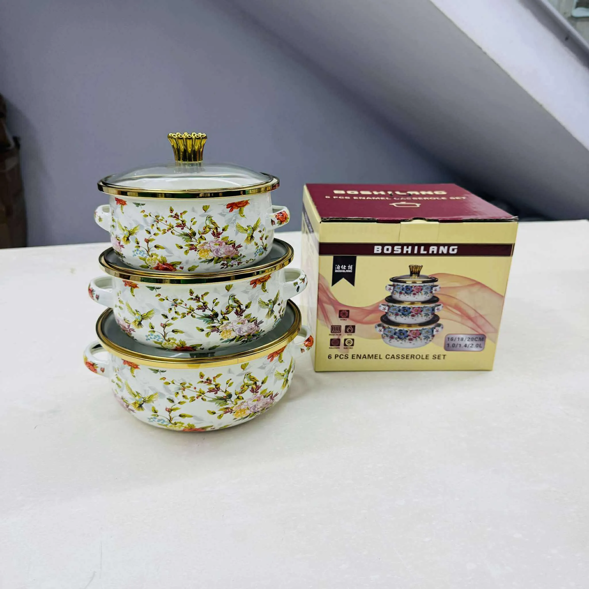 1/1.4/2 Liter size 3pc Enamel Steel Casserole set - Image 4