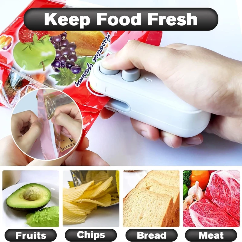 Rechargeable Mini Bag Sealer - 2 in 1 Bag Sealer Heat Seal with Cutter and Magnet