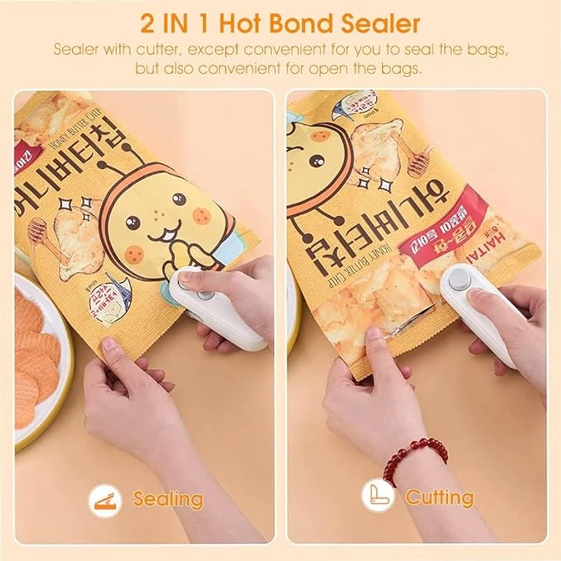 Rechargeable Mini Bag Sealer - 2 in 1 Bag Sealer Heat Seal with Cutter and Magnet - Image 4