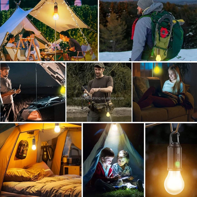 Waterproof Solar LED Camping Lamp with Hook 3 Modes Camping Lantern for Hiking Fishing Camping Outdoor Party