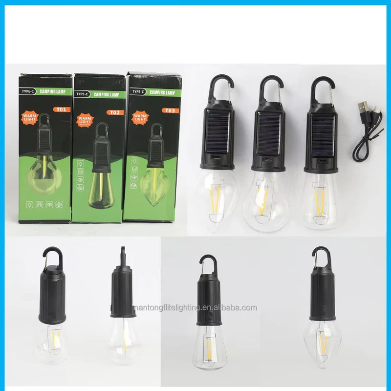 Waterproof Solar LED Camping Lamp with Hook 3 Modes Camping Lantern for Hiking Fishing Camping Outdoor Party - Image 3