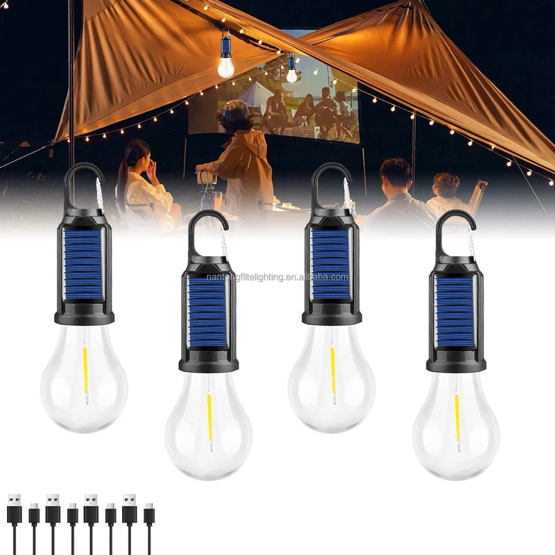 Waterproof Solar LED Camping Lamp with Hook 3 Modes Camping Lantern for Hiking Fishing Camping Outdoor Party - Image 5