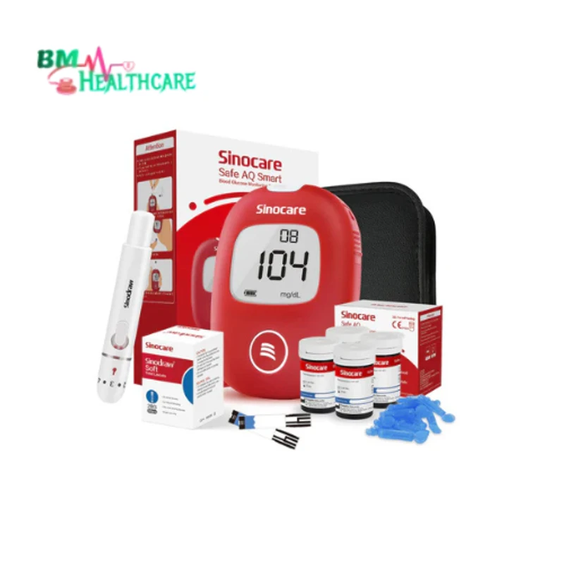 Sinocare Safe AQ Smart Blood Sugar Monitor  Portable, No Coding, Painless Diabetic Test Kit
