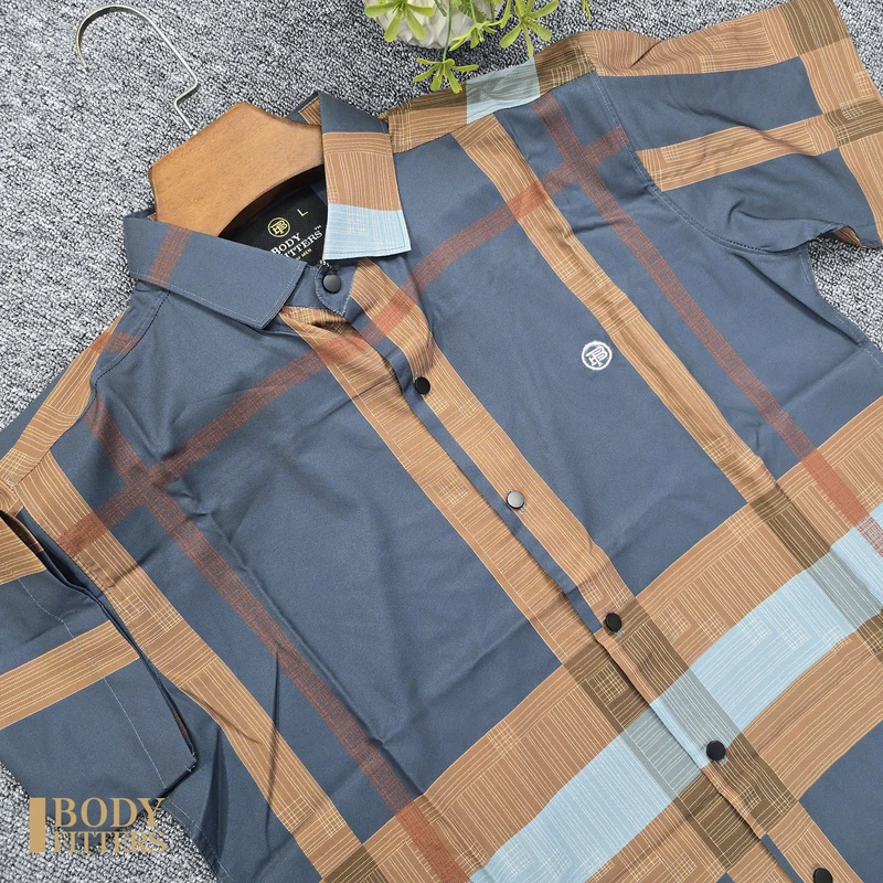 4H40 Twilight Umber Madras Check Half Shirt