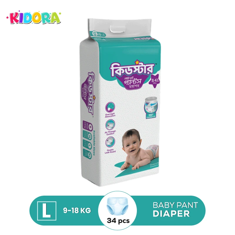 Kidstar Baby Diaper Pant System L Size (9 to18) Kg 34 Pices