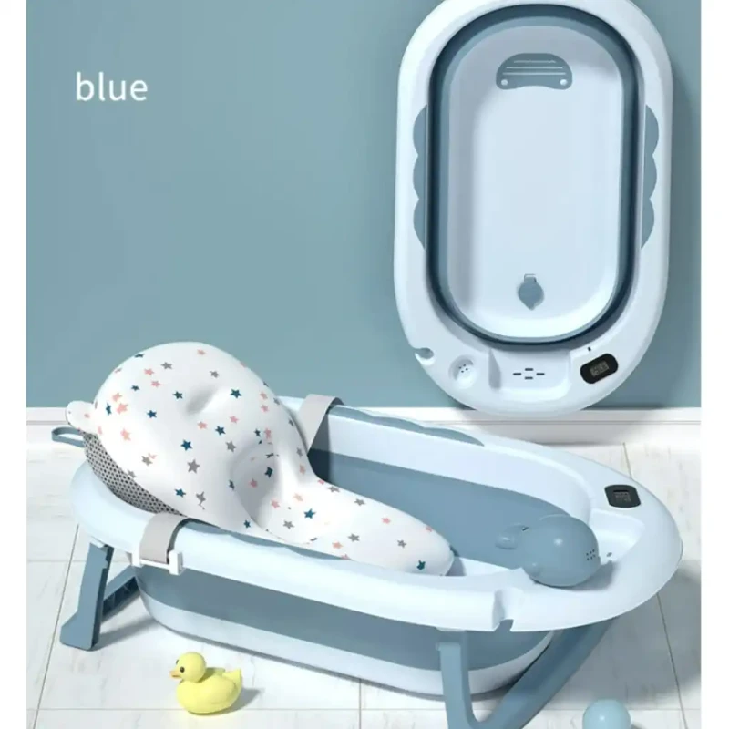 Multifunctional Folding Baby Bathtub with Pillow & Thermometer