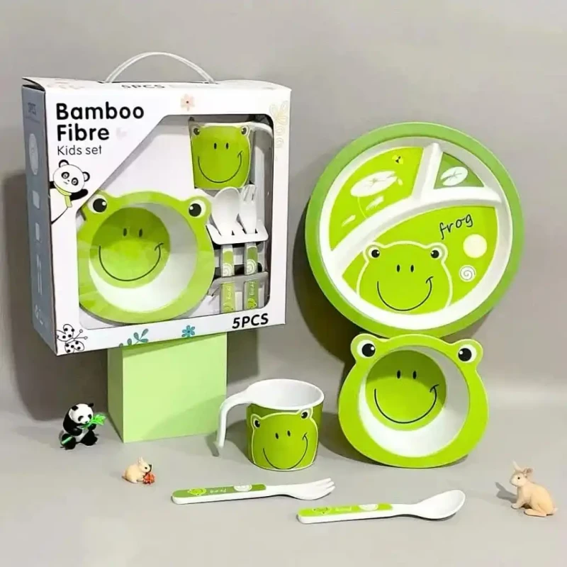 Bamboo Fibre Cartoon Baby Feeding Set – 5Pcs