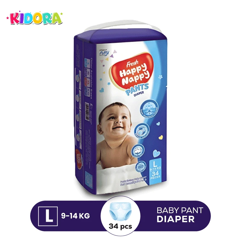 Happy Nappy Baby Diaper Pant L ( 9-14-kg) 34-Pcs