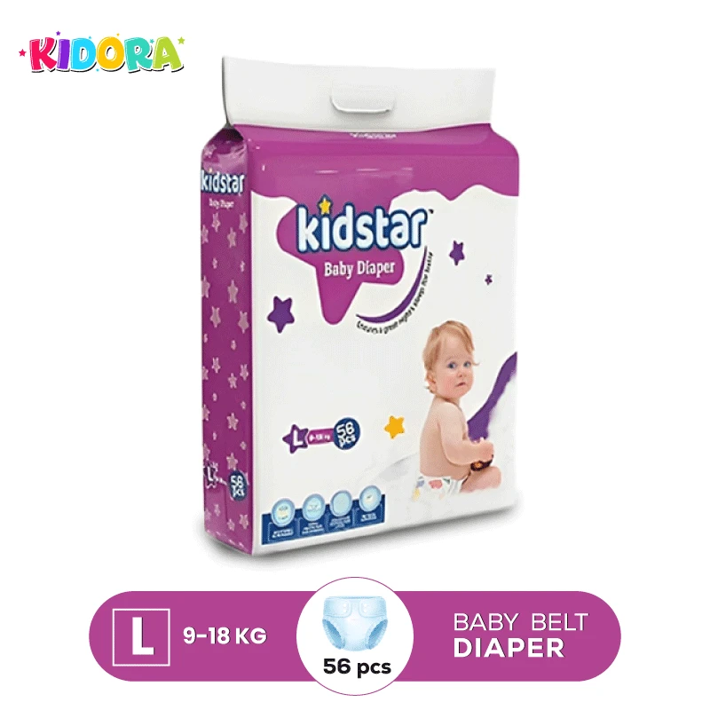 Kidstar Baby Diaper Belt System L Size (9 to18) Kg 56 Pices