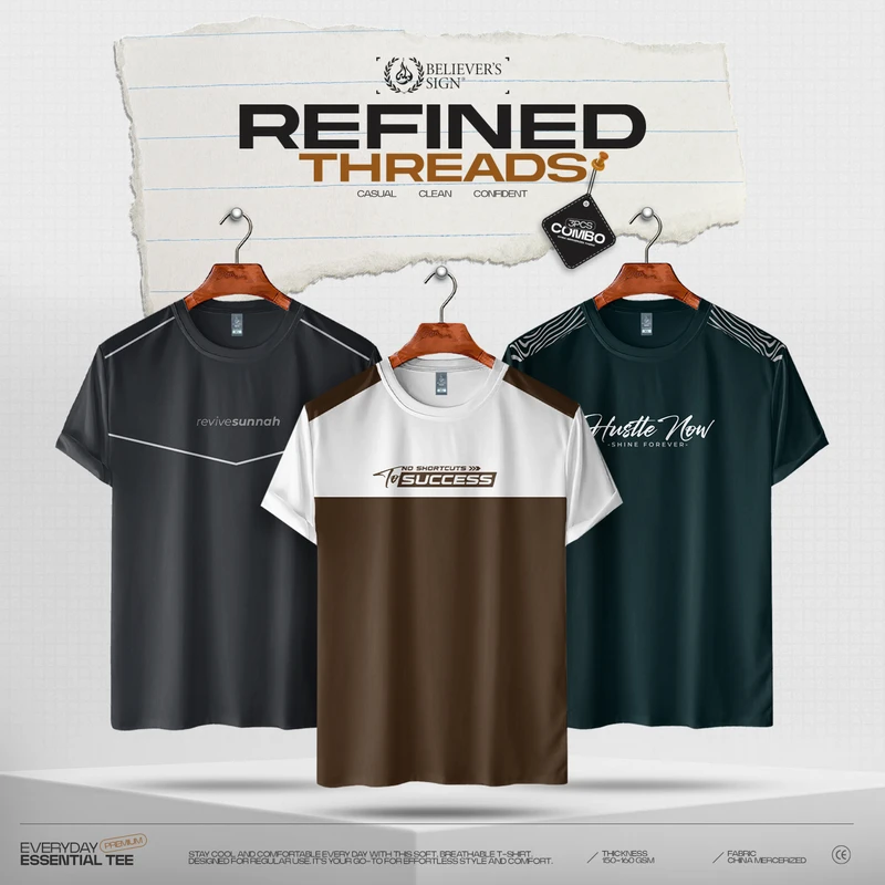 Premium Spandex T-Shirt Combo 3Pcs