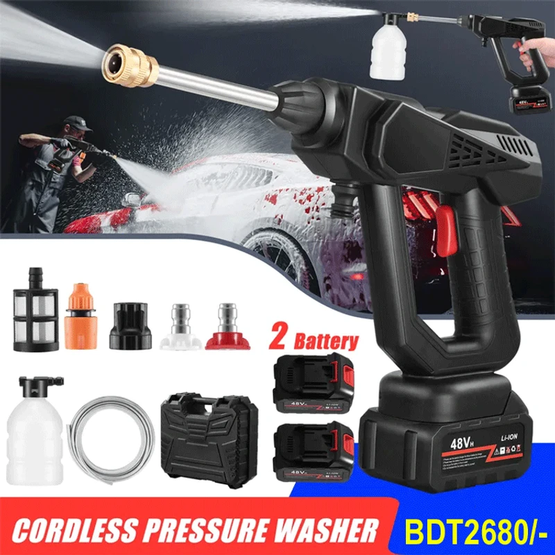 4 Battery 48V Rechargeable Portable Cordless Washer Gun - Image 3